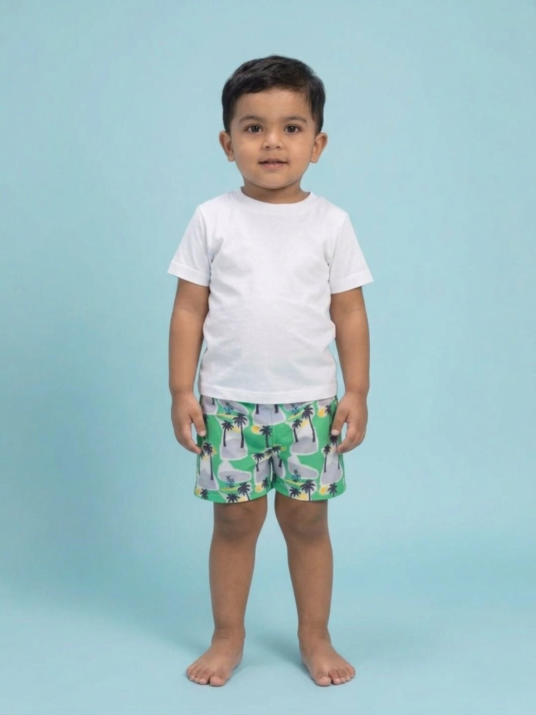 Palm Paradise Palm Tree Print Boys Swim Shorts