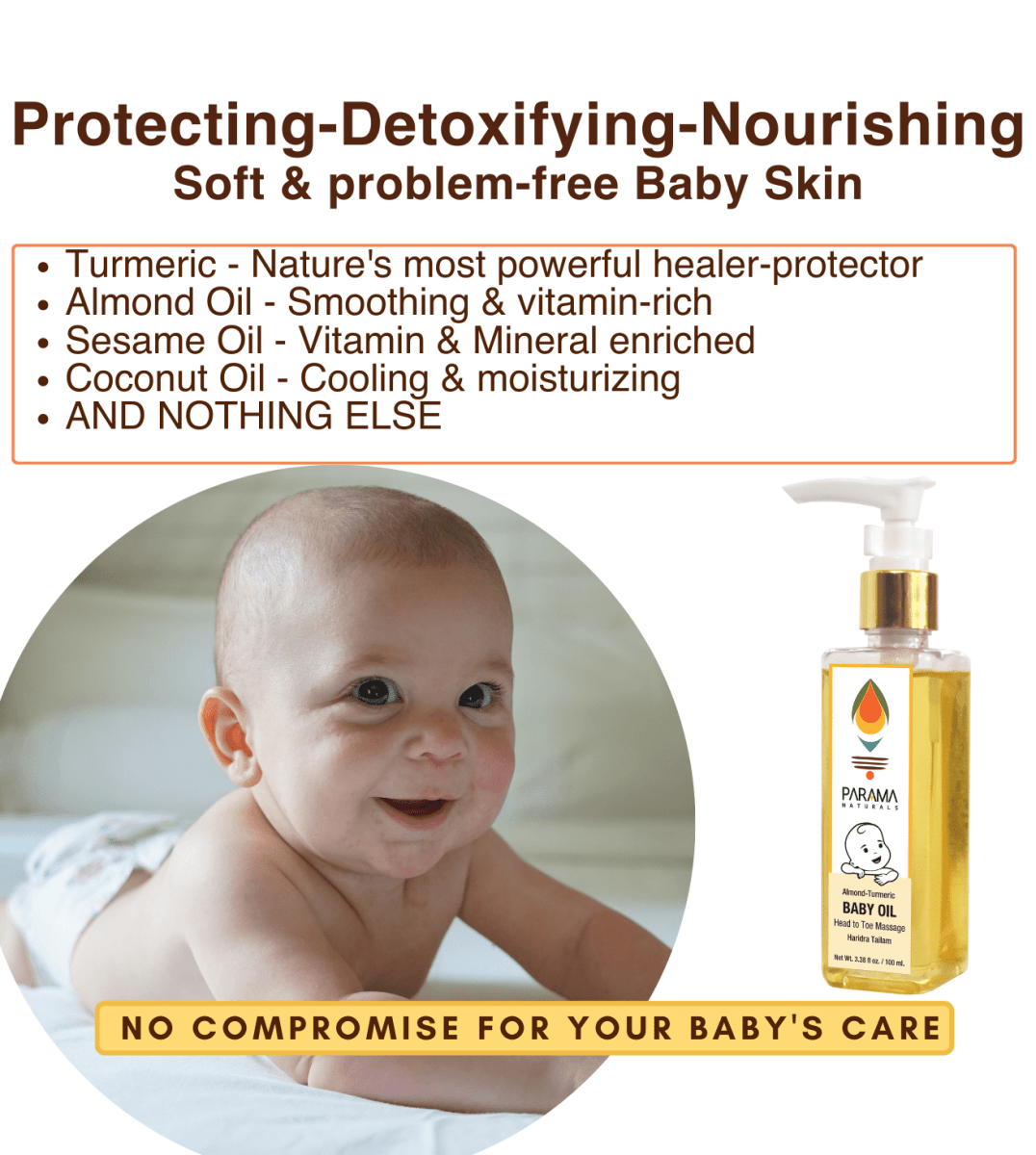 Parama Naturals Almond Turmeric Baby Massage Oil 100ml 0.22lb
