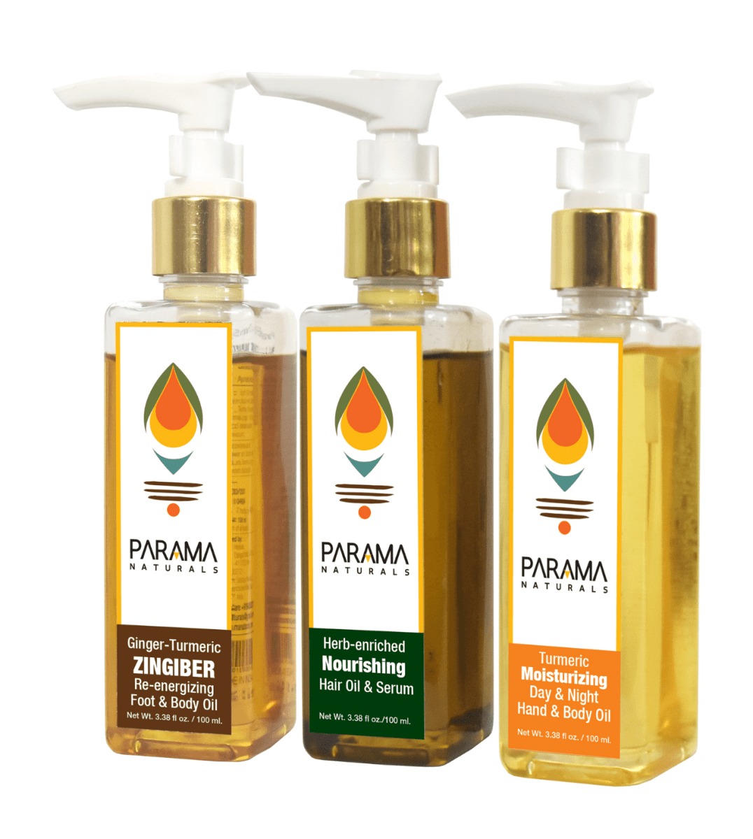 Parama Naturals Daily Self-Care Abhyanga Collection Ayurvedic Face Body Hair Oils 0.88lb