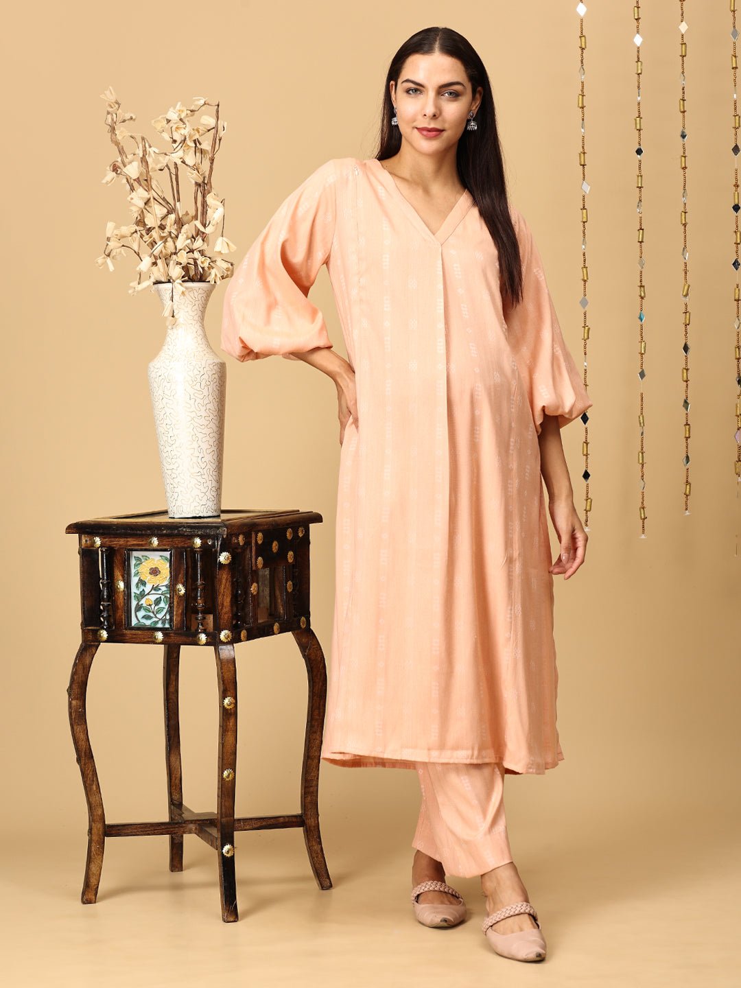 Peach Plush Maternity and Nursing Co Ord Set Peach