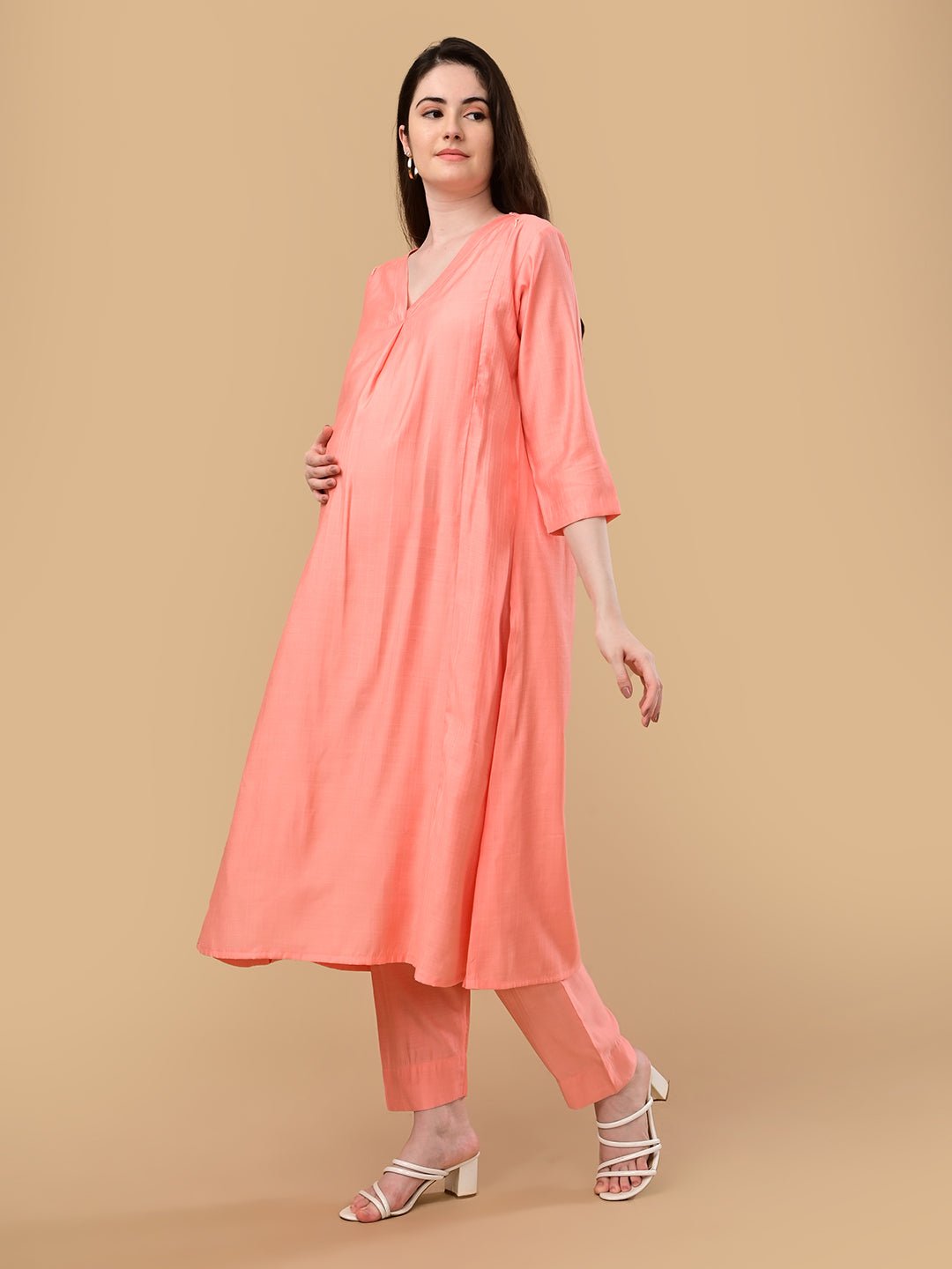 Peach Pop Maternity and Nursing Co Ord Set Peach