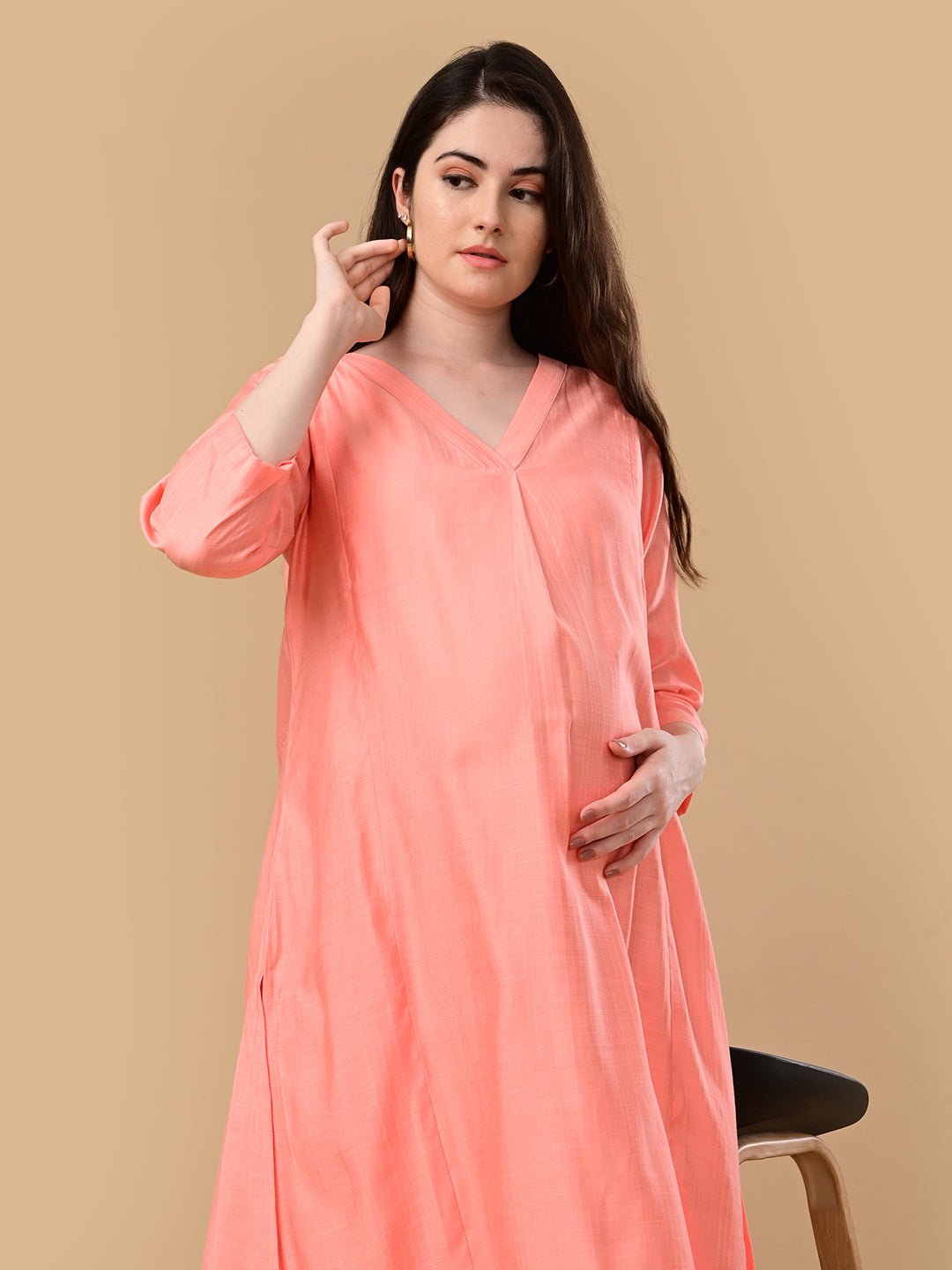 Peach Pop Maternity and Nursing Co Ord Set Peach