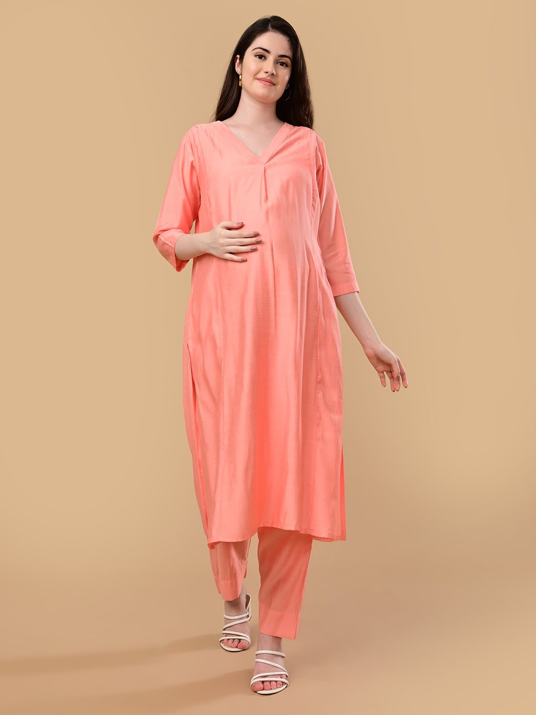 Peach Pop Maternity and Nursing Co Ord Set Peach