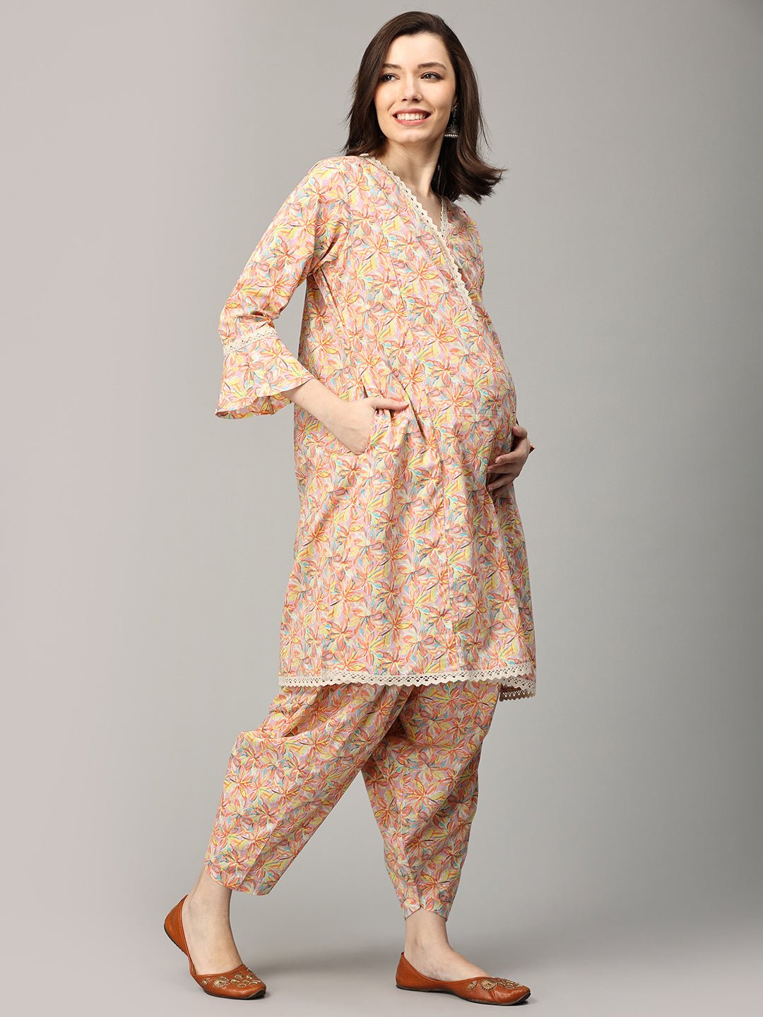 Peachin' It Maternity and Nursing Co Ord Set Multi