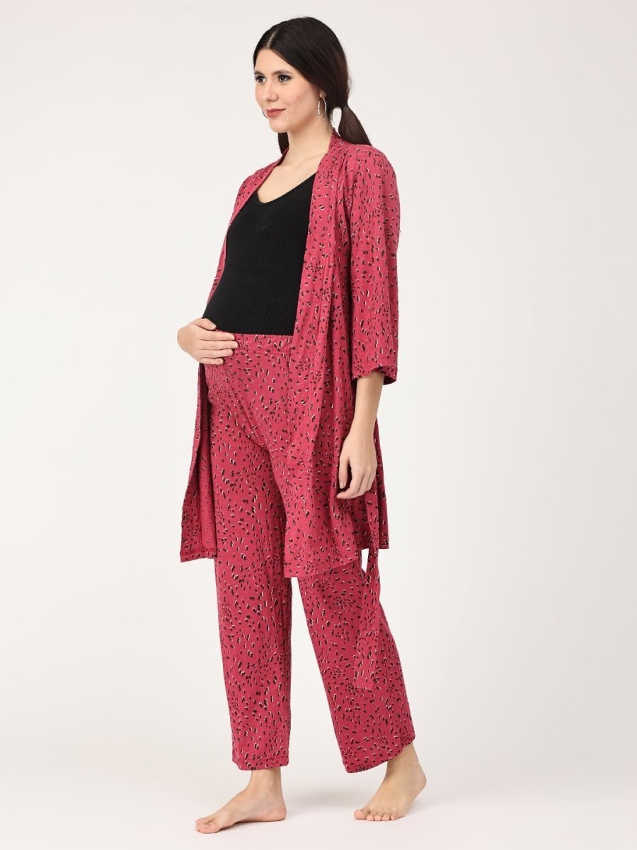 Pink Panther Maternity and Nursing Robe Pajama Set Pink