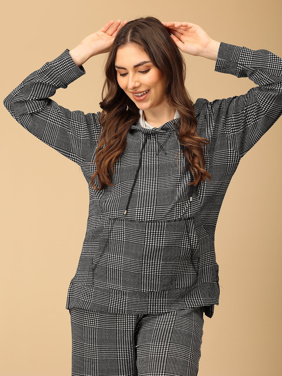 Plaiditude Maternity and Nursing Hoodie Pajama Loungewear Set Black