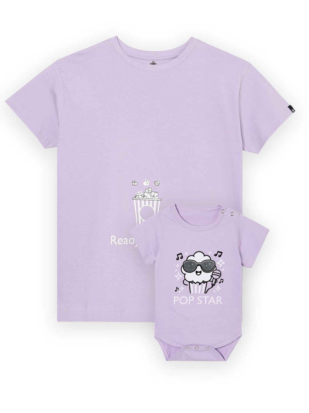 Pop White Cotton Matching Family T-Shirt Twinning Combo Of 2