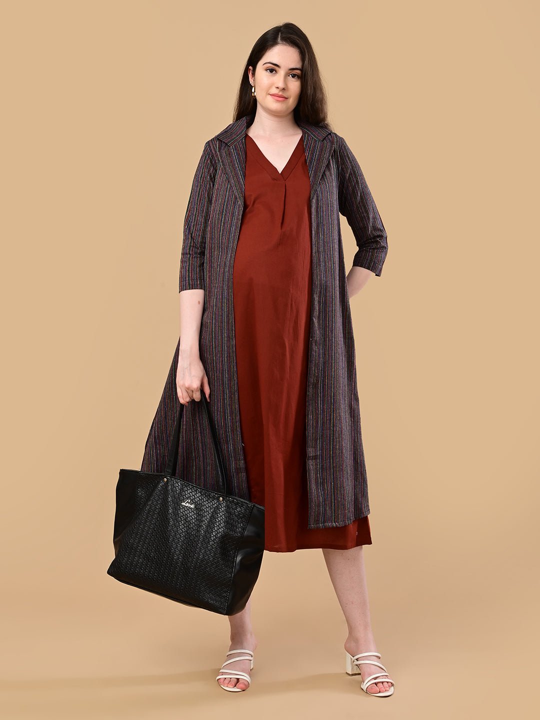 PowerLayer Maternity and Nursing Shacket Dress Black