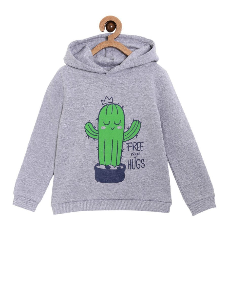 Navy Blue Pricks And Hugs Hooded Sweatshirt Set For Kids