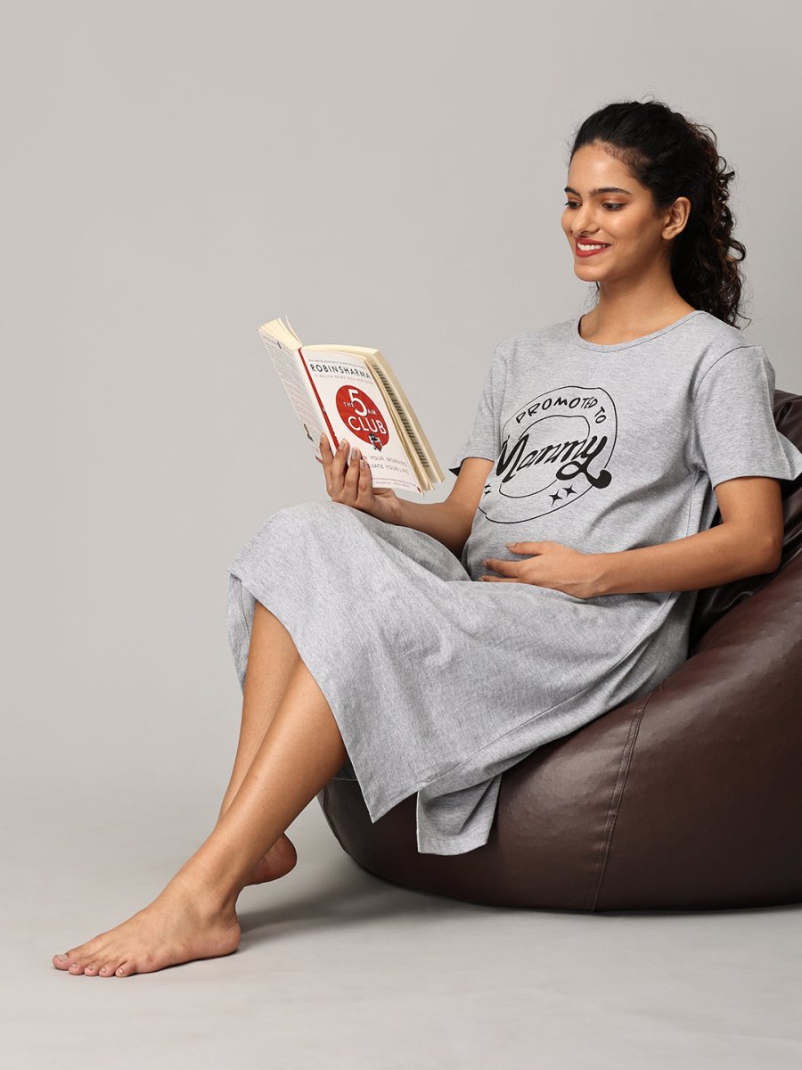 Promoted To Mummy Maternity T Shirt Dress Grey