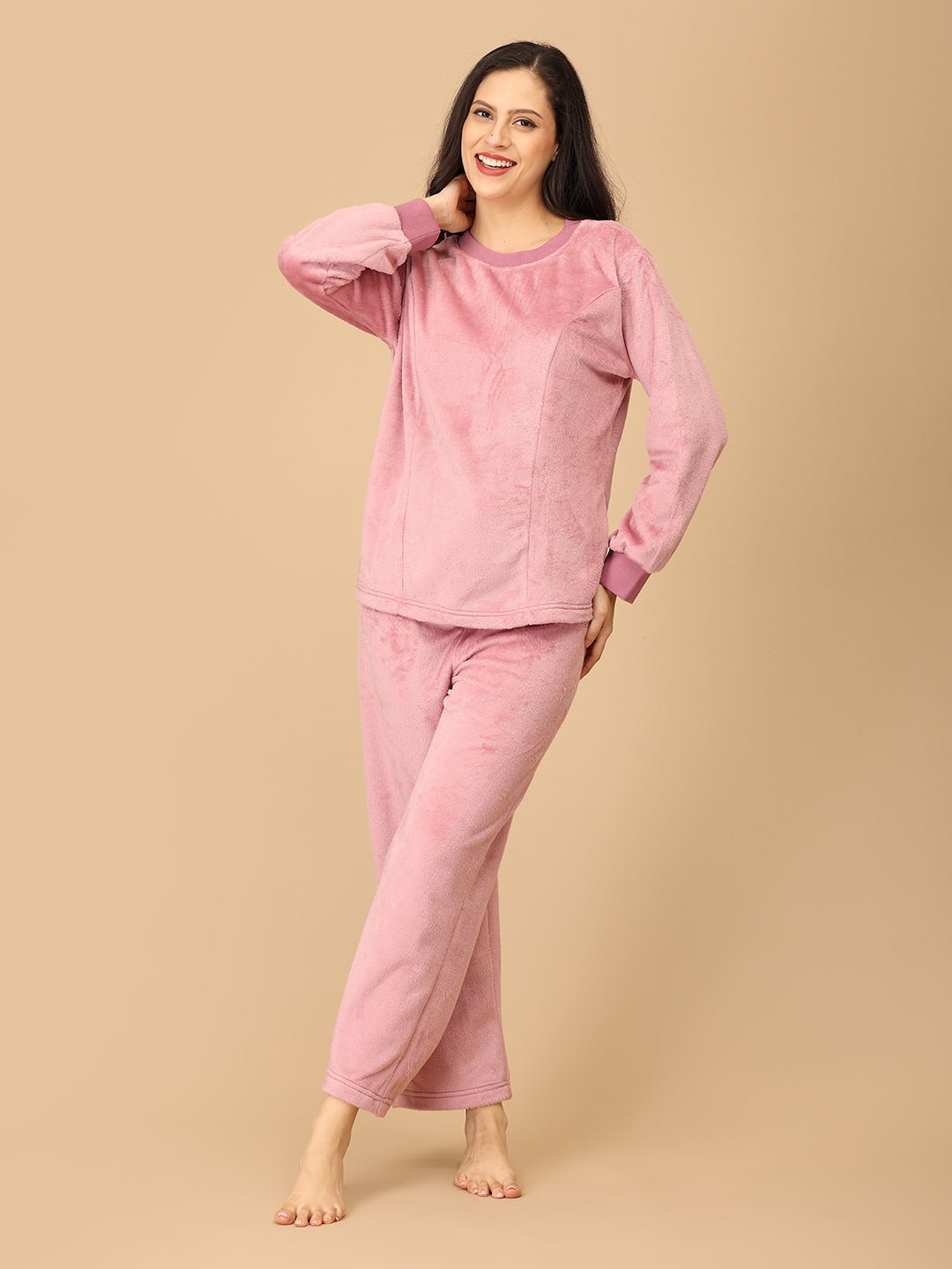 Puffin in Pink Womens Fleece Night Suit Pink