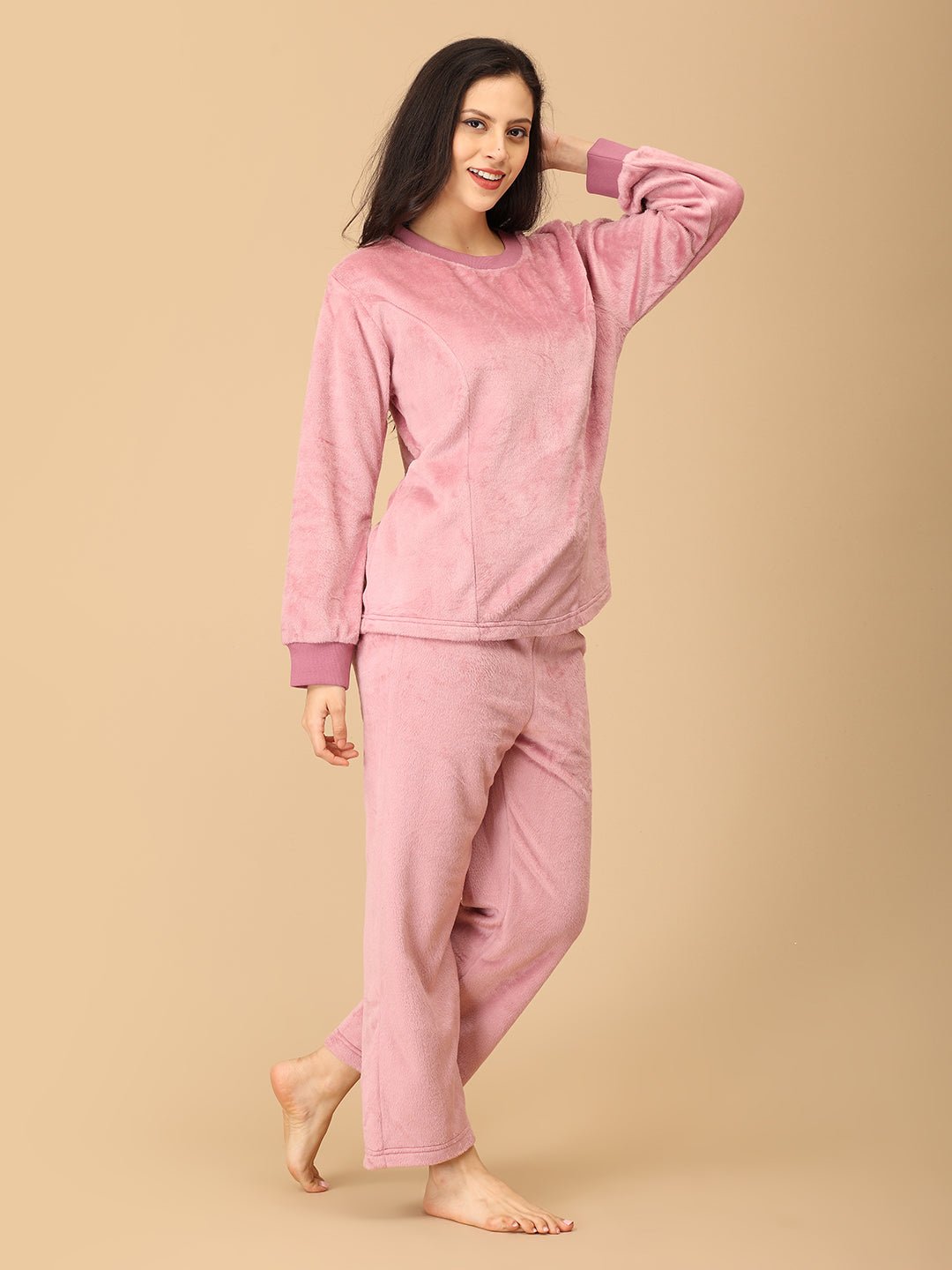 Puffin in Pink Womens Fleece Night Suit Pink