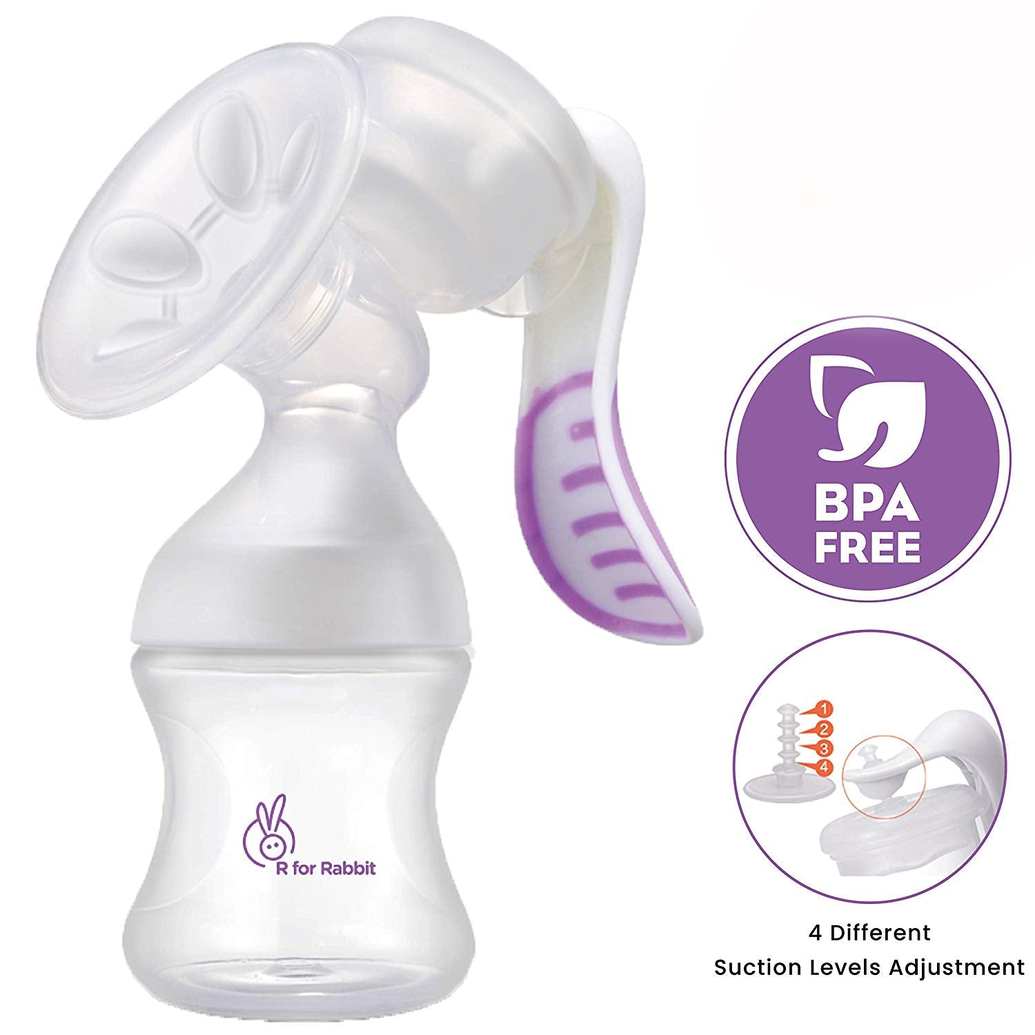 R For Rabbit First Feed Manual Breast Pump BPA Free Purple 0.73lb