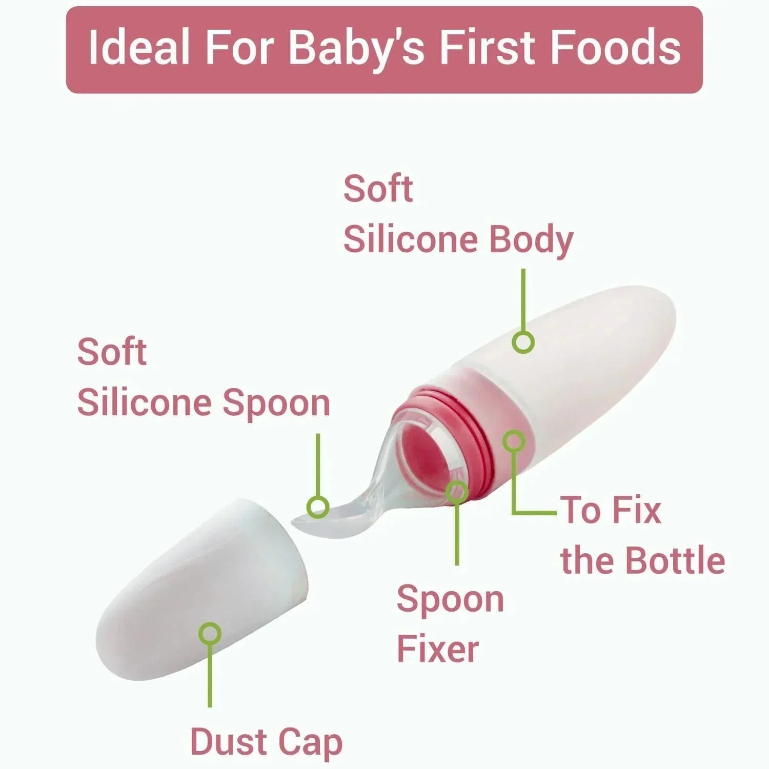 First Feed Red Food Grade Silicone Feeder For Babies