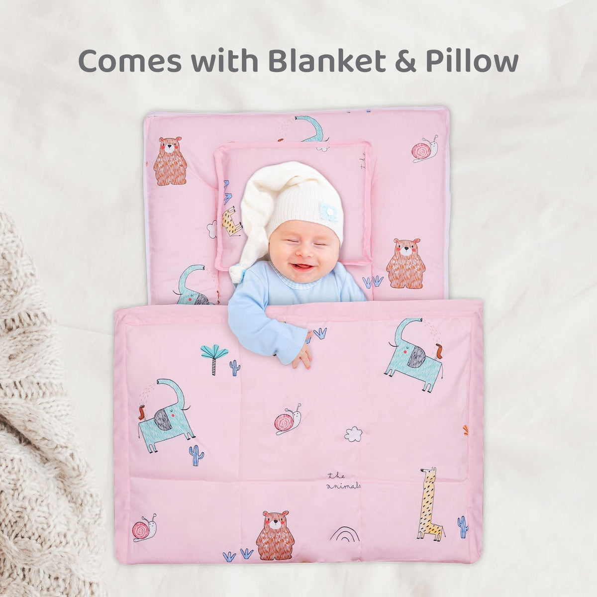 Blush Pink 1 PC Cotton Muslin Baby Nest Portable Bed