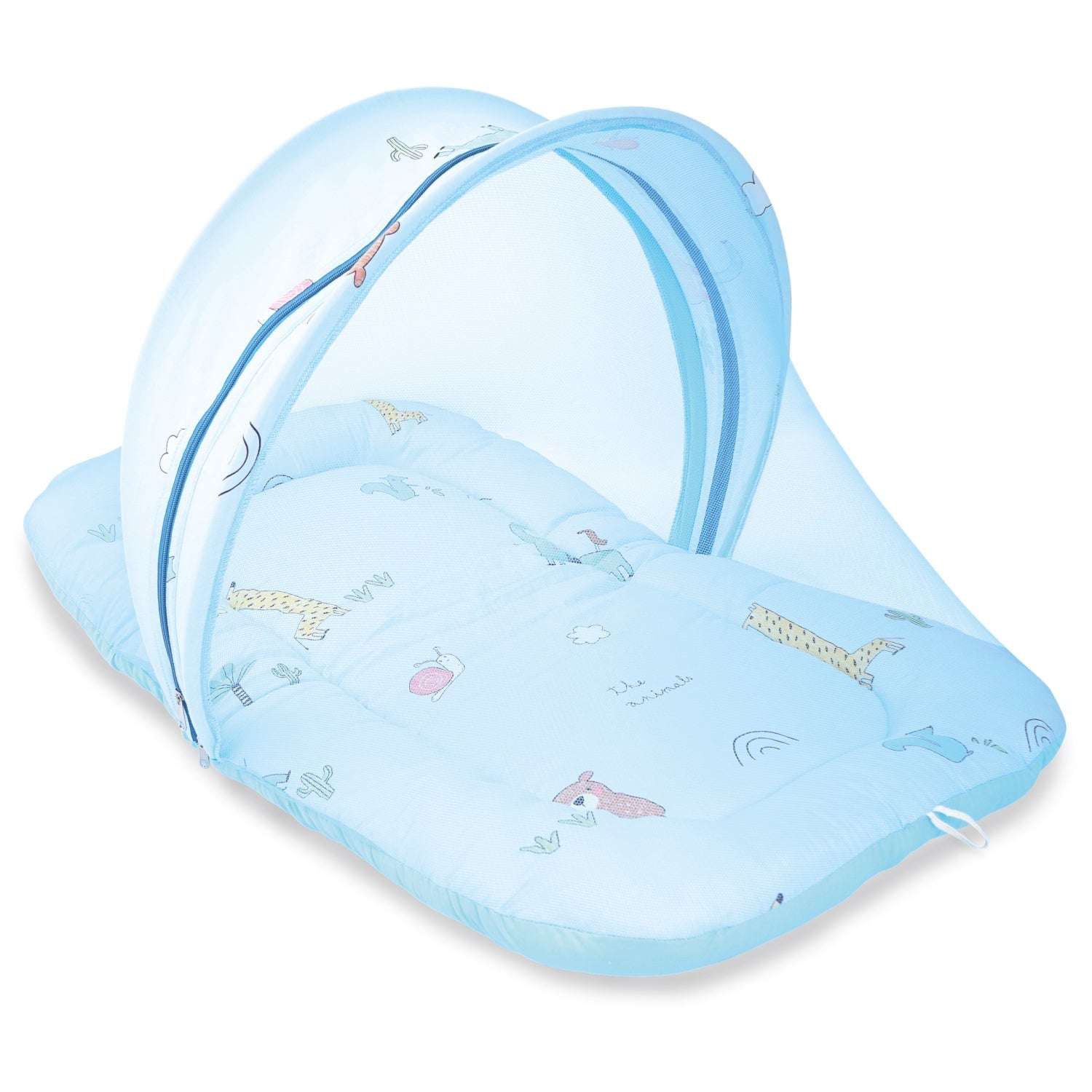 Snuggy Safari 100% Cotton Blue Portable Bed For Babies