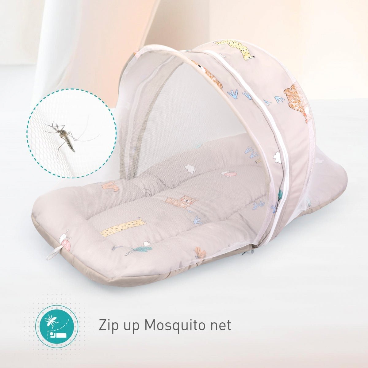 Snuggy Safari 100% Cotton Tan Brown Portable Bed For Babies