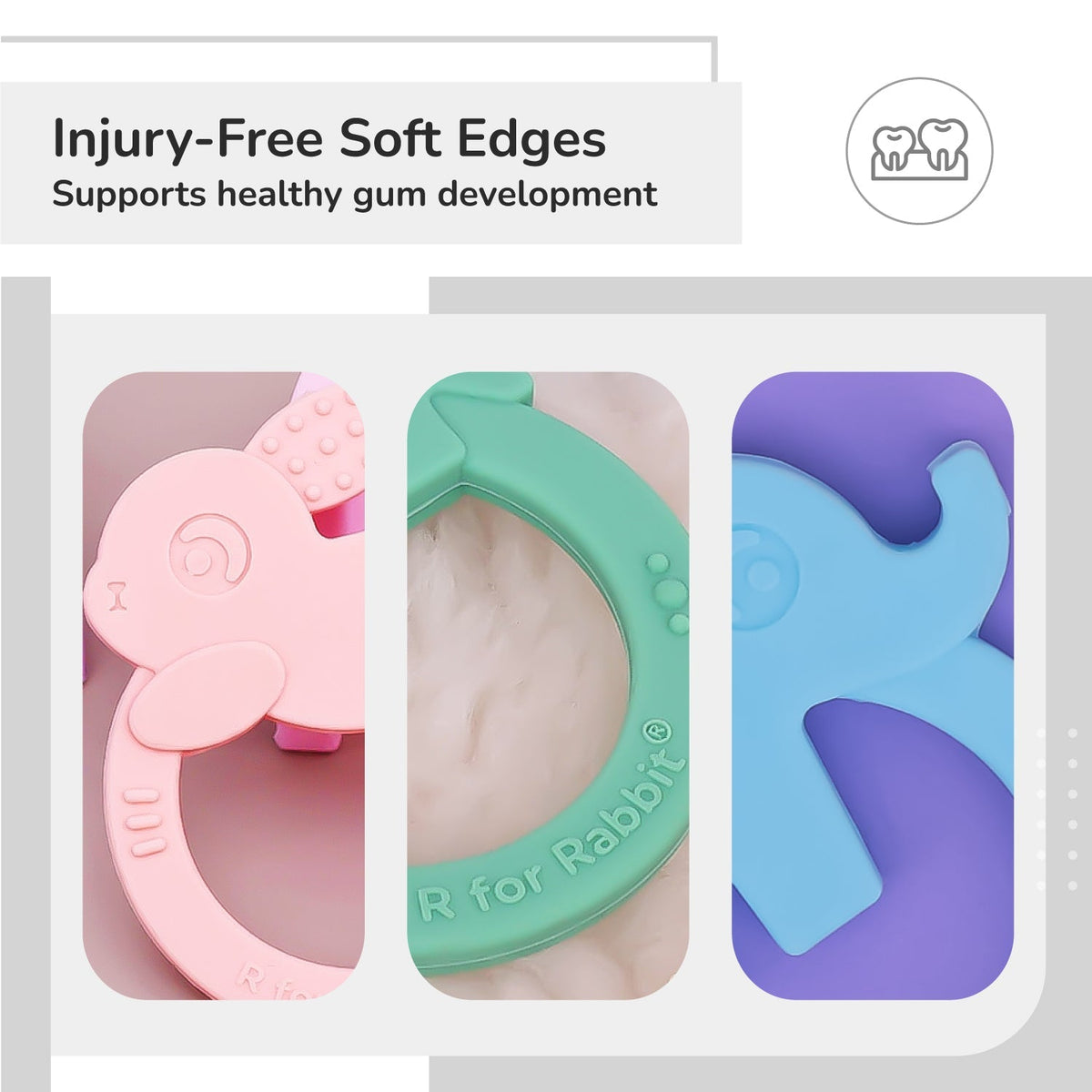 R For Rabbit Tiny Bites Zoobie 3 Pc Silicone Teether Set For Babies