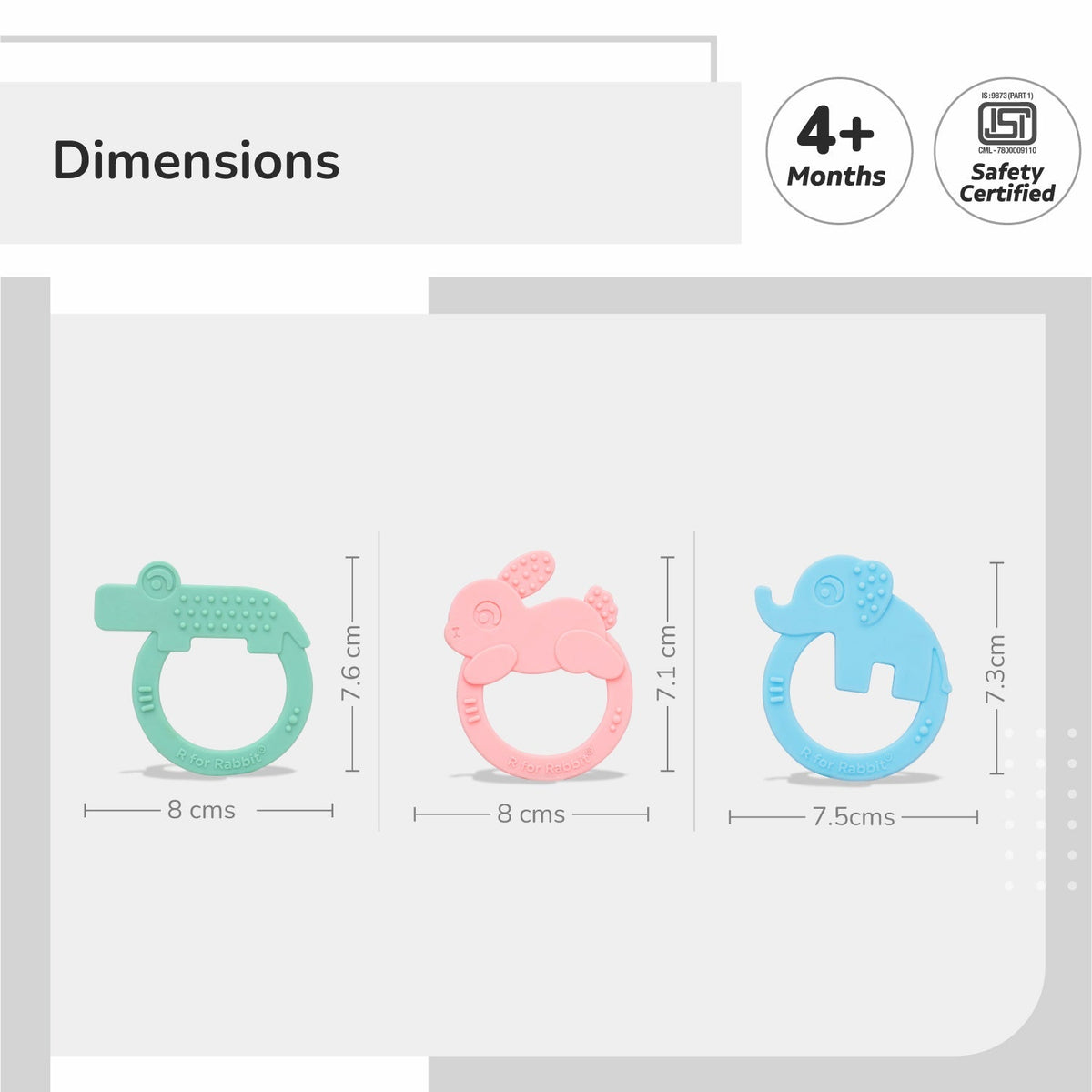 R For Rabbit Tiny Bites Zoobie 3 Pc Silicone Teether Set For Babies