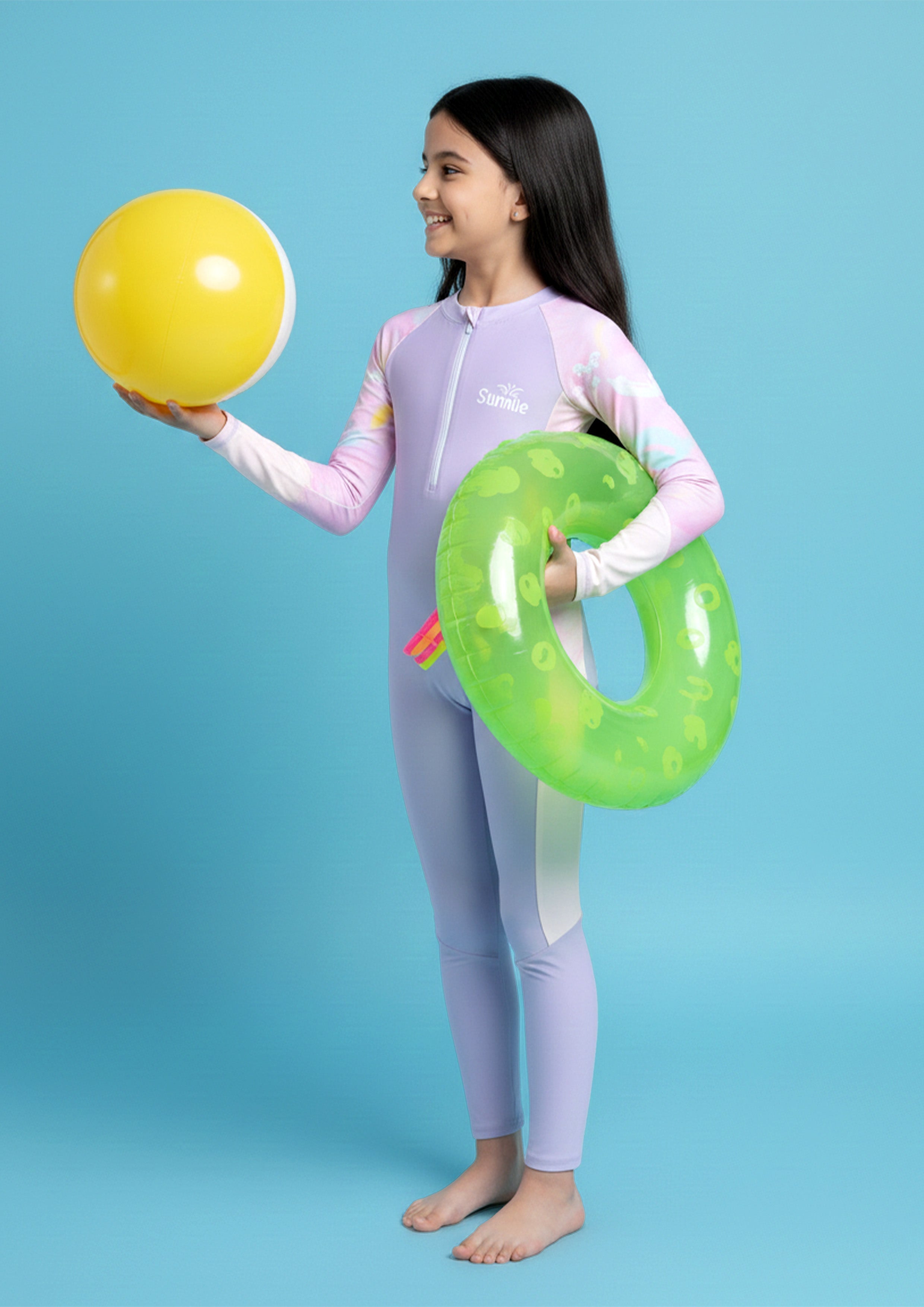 Rainbow Reef Girls Long Sleeve Full Length Swimsuit