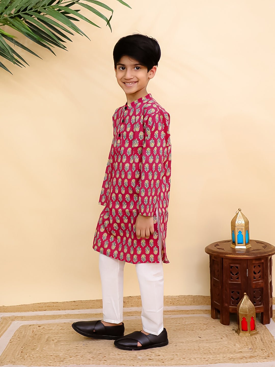 Raj Magan Multi Printed Cotton Boys Kurta Pajama Set
