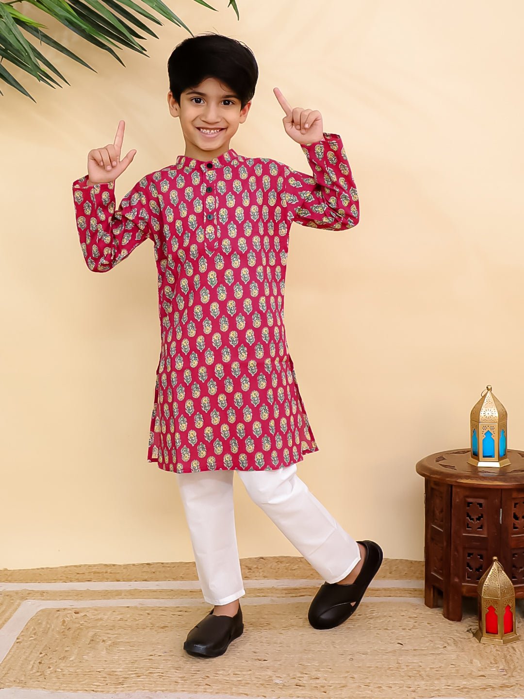 Raj Magan Multi Printed Cotton Boys Kurta Pajama Set