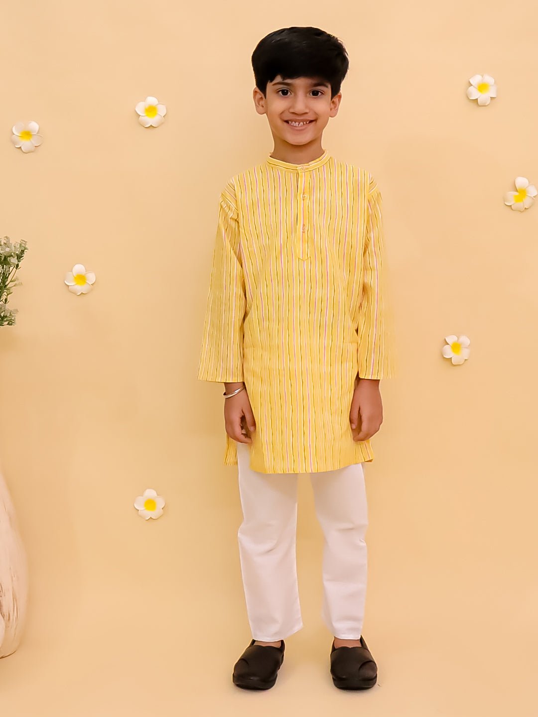 Ray of Style Boys Floral Print Jacket and Kurta Pajama Set
