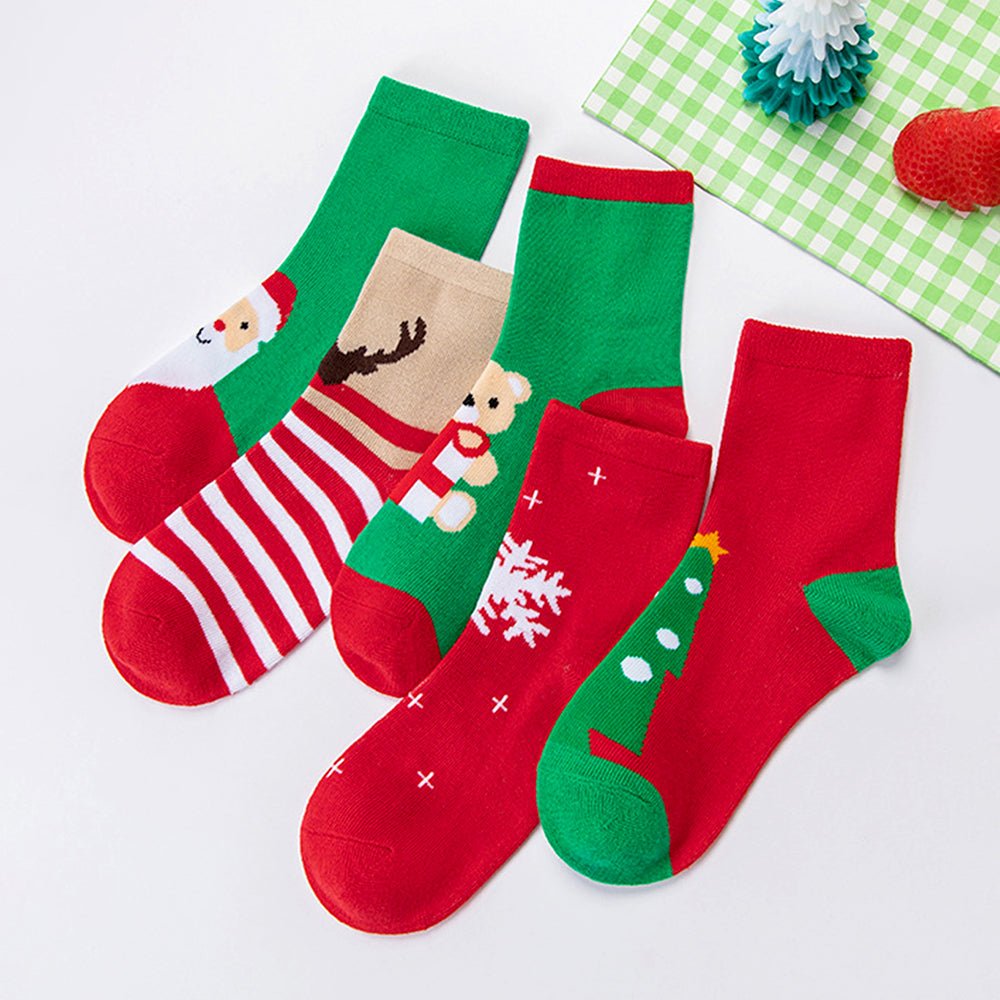 Little Surprise Box Red Green Christmas Ankle Socks Set