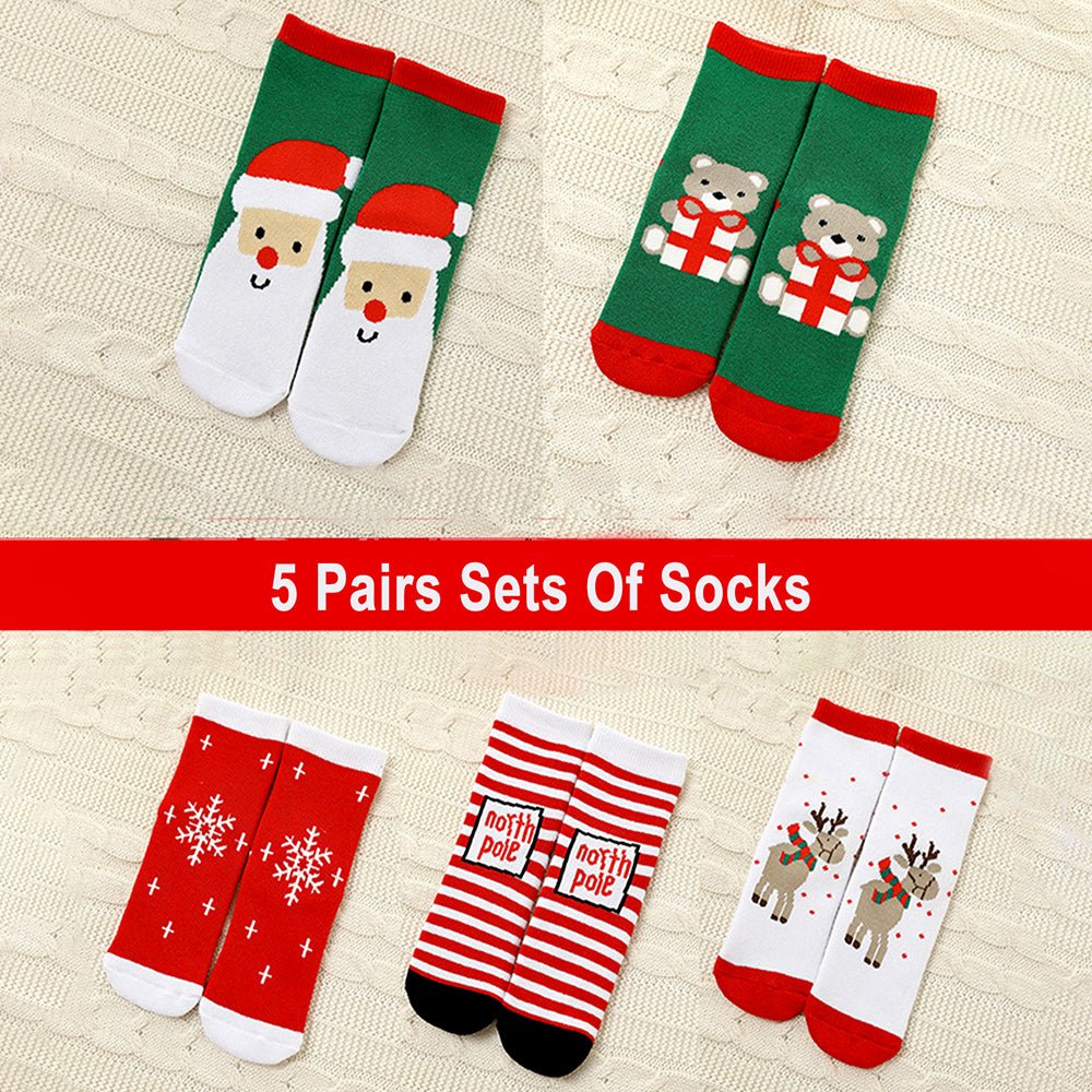 Little Surprise Box Red Green White Themed Christmas Ankle Socks Set
