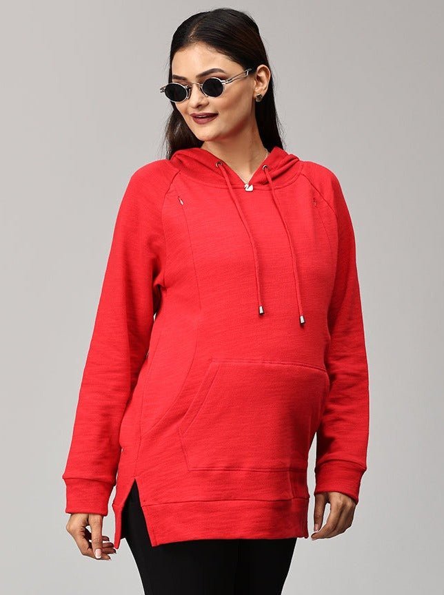 Red Riding Hood Maternity and Nursing Hoodie Sweatshirt Red
