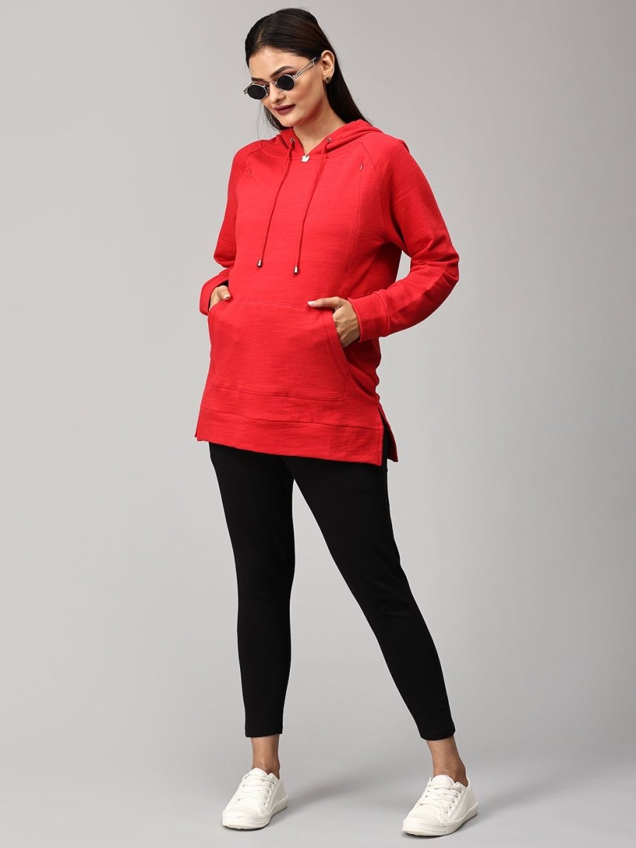 Red Riding Hood Maternity and Nursing Hoodie Sweatshirt Red