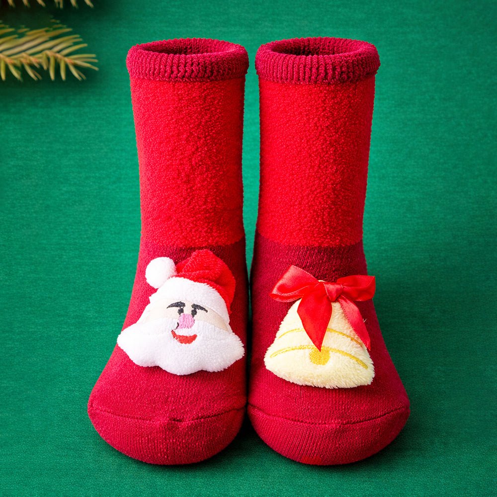 Little Surprise Box Red Santa Bell Christmas Themed Socks