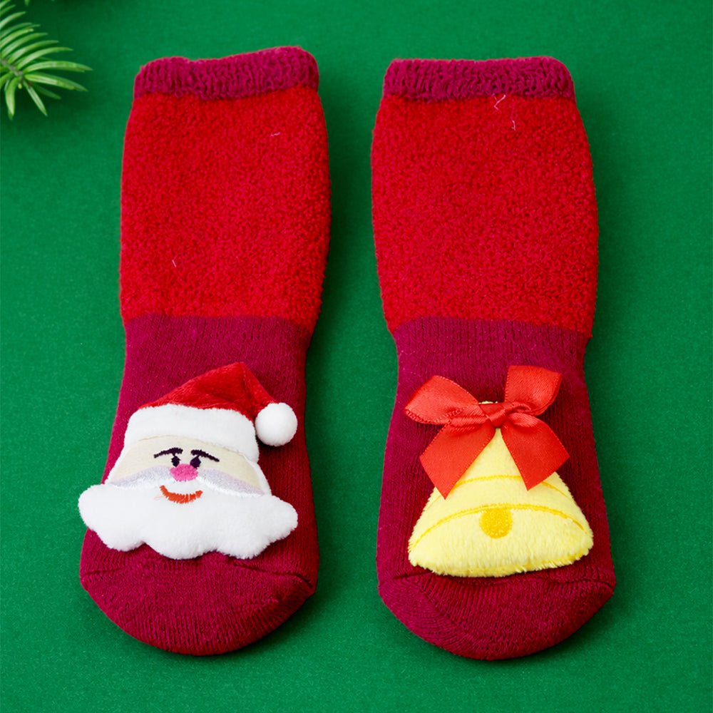 Little Surprise Box Red Santa Bell Christmas Themed Socks