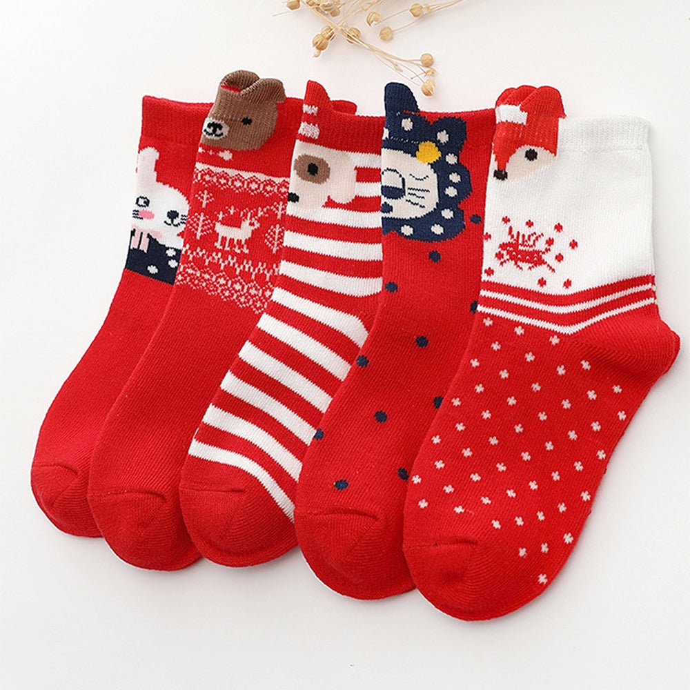 Little Surprise Box Red White Themed Christmas Ankle Socks Set