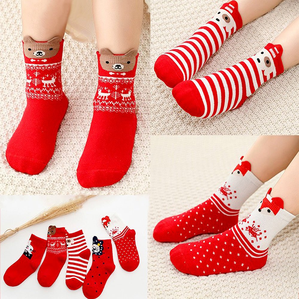 Little Surprise Box Red White Themed Christmas Ankle Socks Set