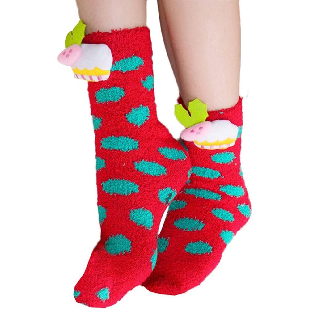 Little Surprise Box Red Xmas Cake Woolen Christmas Socks For Infants