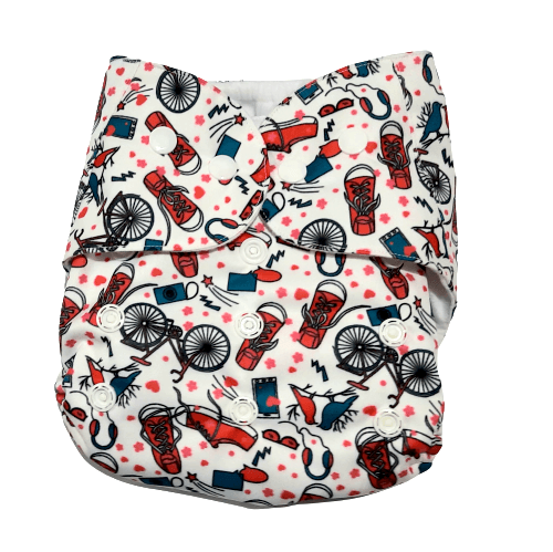 Ride A Bike Print Waterproof Reusable Cloth Diaper For Babies