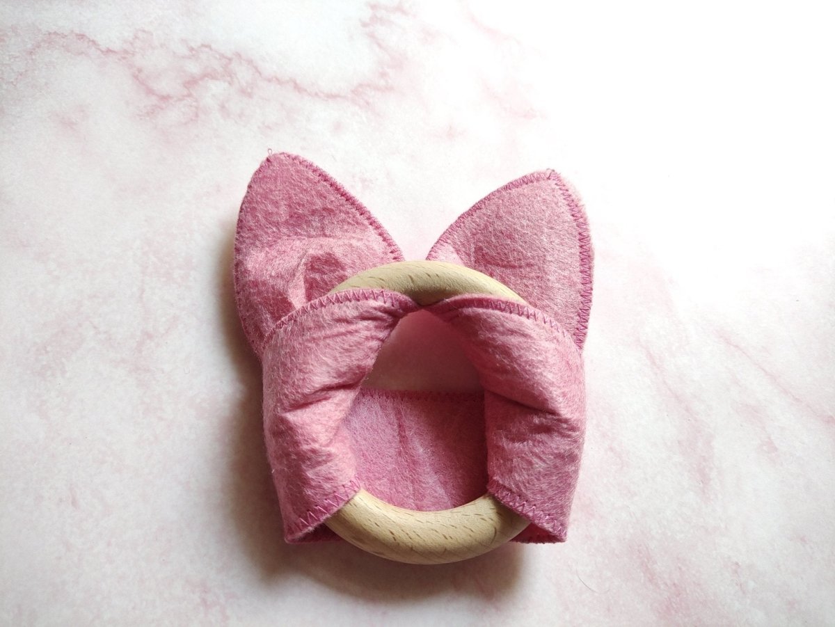 Rocking Potato Bunny Ear Beechwood Teething Ring For Babies