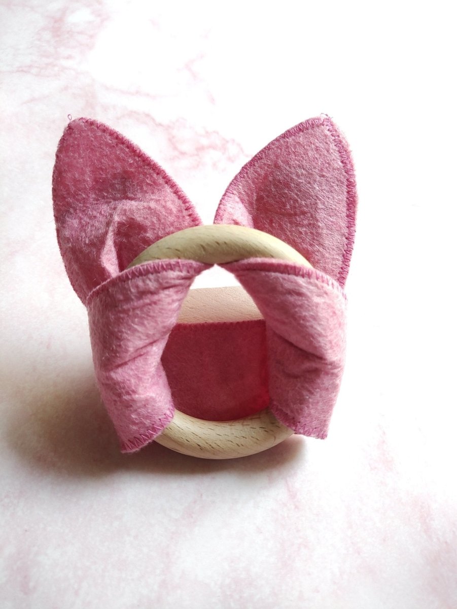 Rocking Potato Bunny Ear Beechwood Teething Ring For Babies
