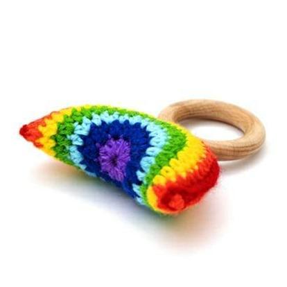 Rocking Potato Rainbow Crochet Woolen Teether Ring For Babies