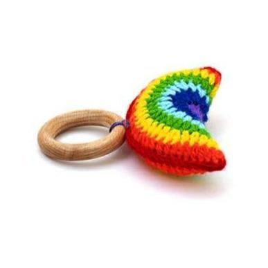 Rocking Potato Rainbow Crochet Woolen Teether Ring For Babies