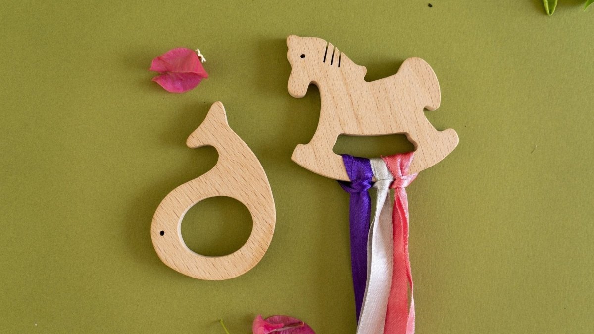 Rocking Potato Fish & Horse Beech Wood Teether For Babies