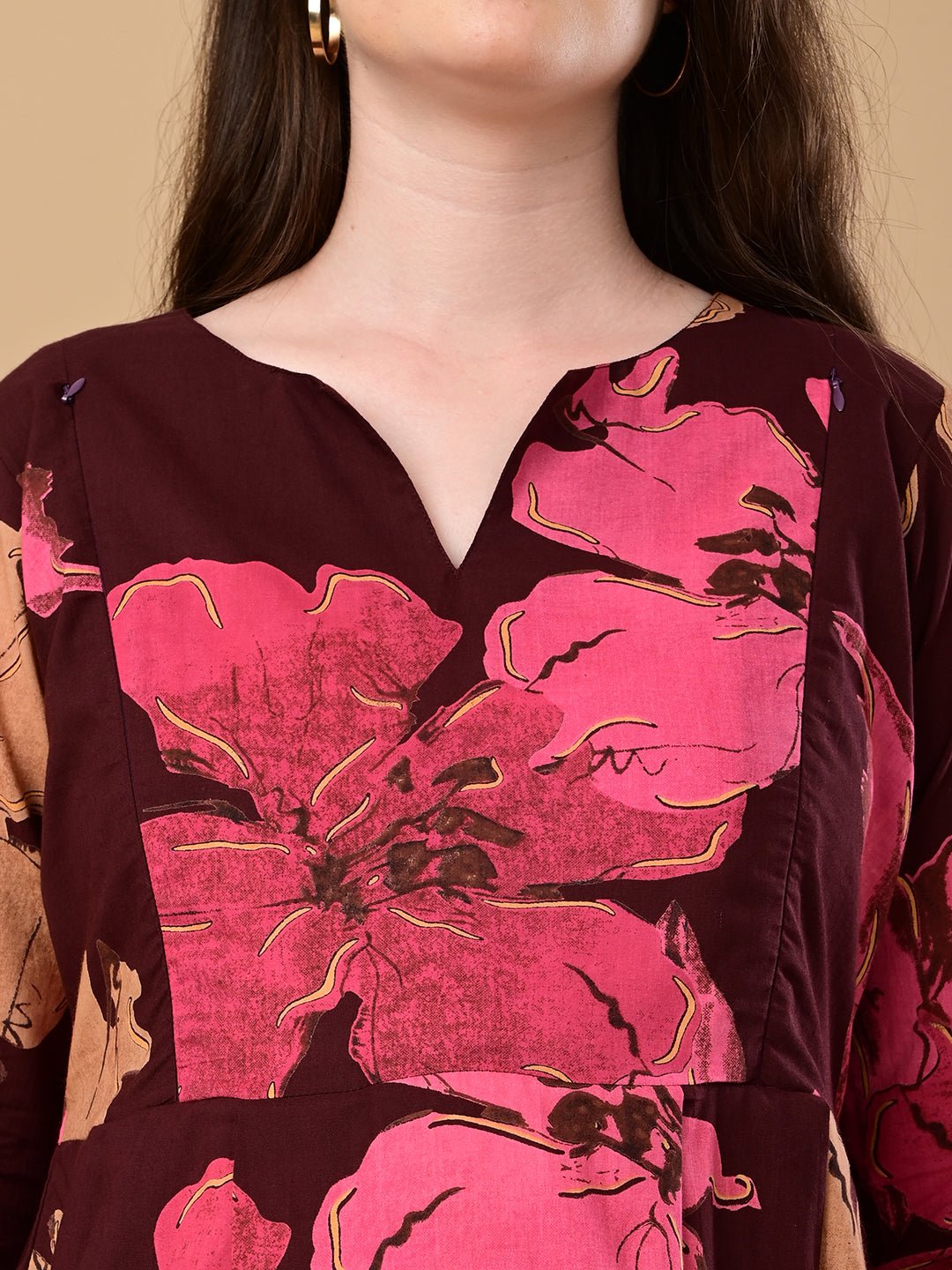 Royal Garnet Maternity and Nursing Kurta Set Maroon