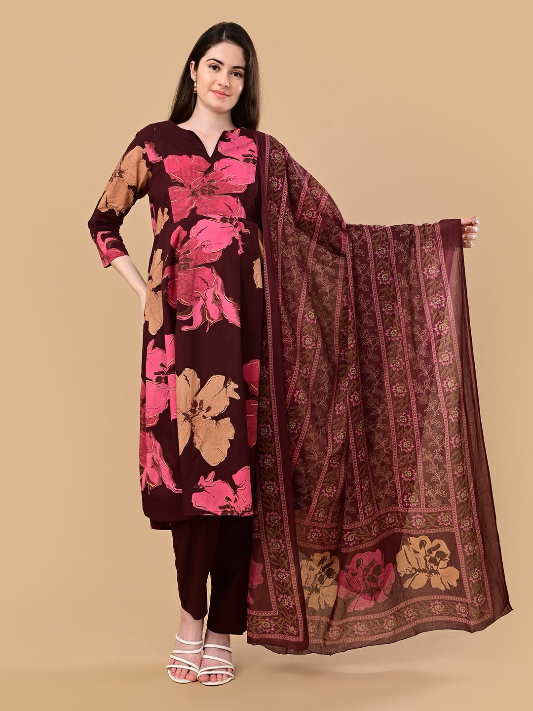 Royal Garnet Maternity and Nursing Kurta Set Maroon