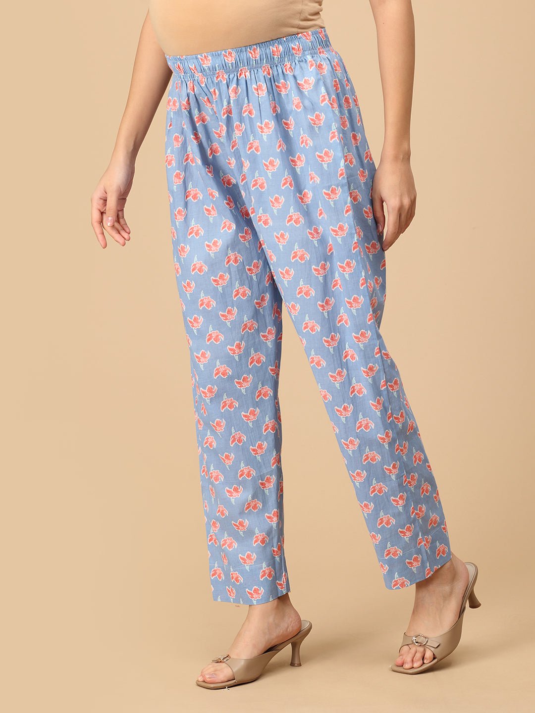 Saanjh Phool Maternity and Nursing Kurta Set Blue