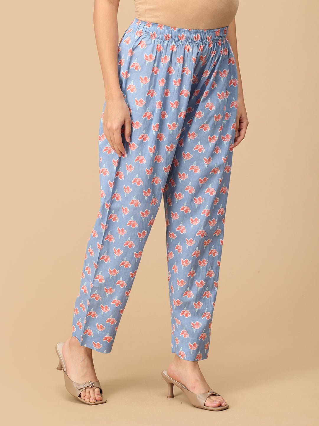 Saanjh Phool Maternity and Nursing Kurta Set Blue