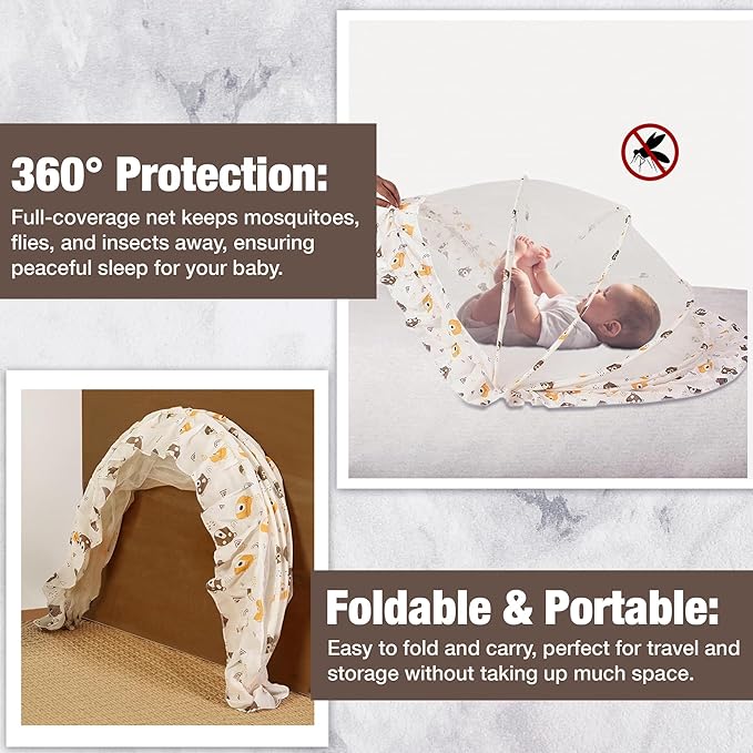 360° Protection Foldable Breathable Mesh Mosquito Net For Babies