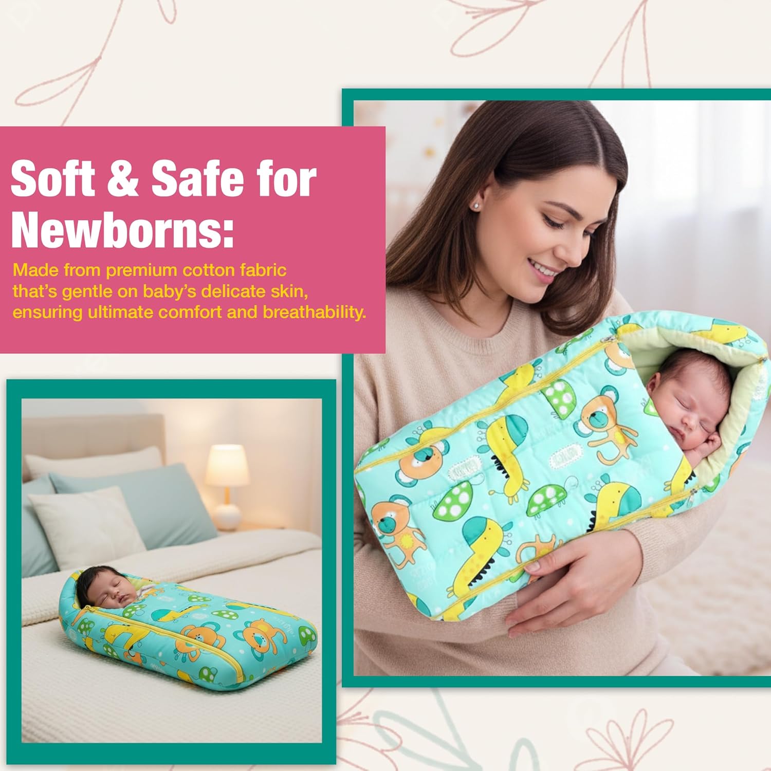 Green Cotton Portable Carry Nest For Babies
