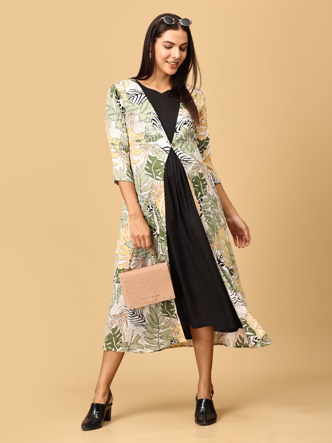 Sage Serenity Maternity and Nursing Shacket Dress Multi