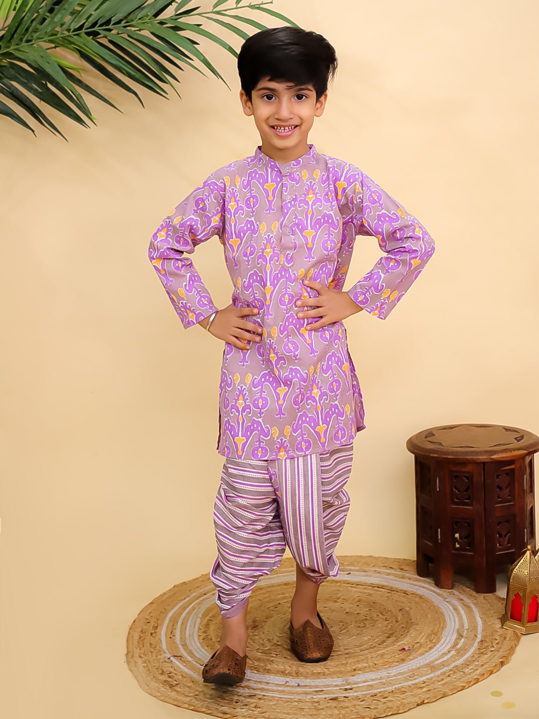 Sage Violet Boys Dhoti Kurta Set